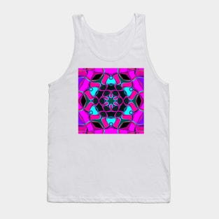 Cartoon Mandala Flower Blue Pink and Purple Tank Top